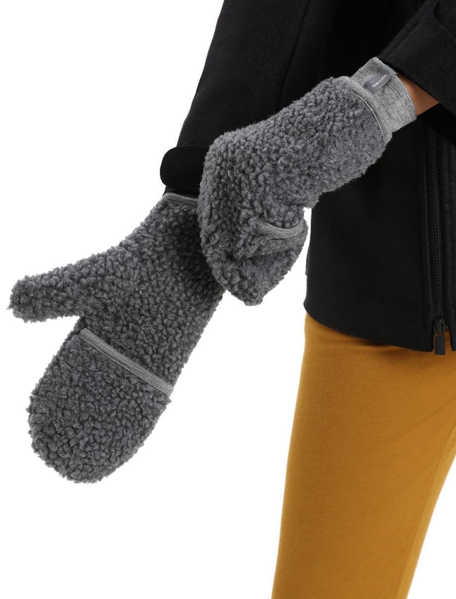 Rękawiczki Icebreaker Unisex RealFleece™ Merino High Pile Mittens Damskie Szare | PL 1453LISH